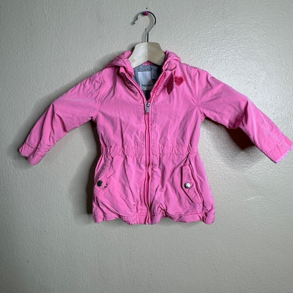 Diesel Jacket Baby Girl 12M Pink Hooded Full Zip Windbreaker